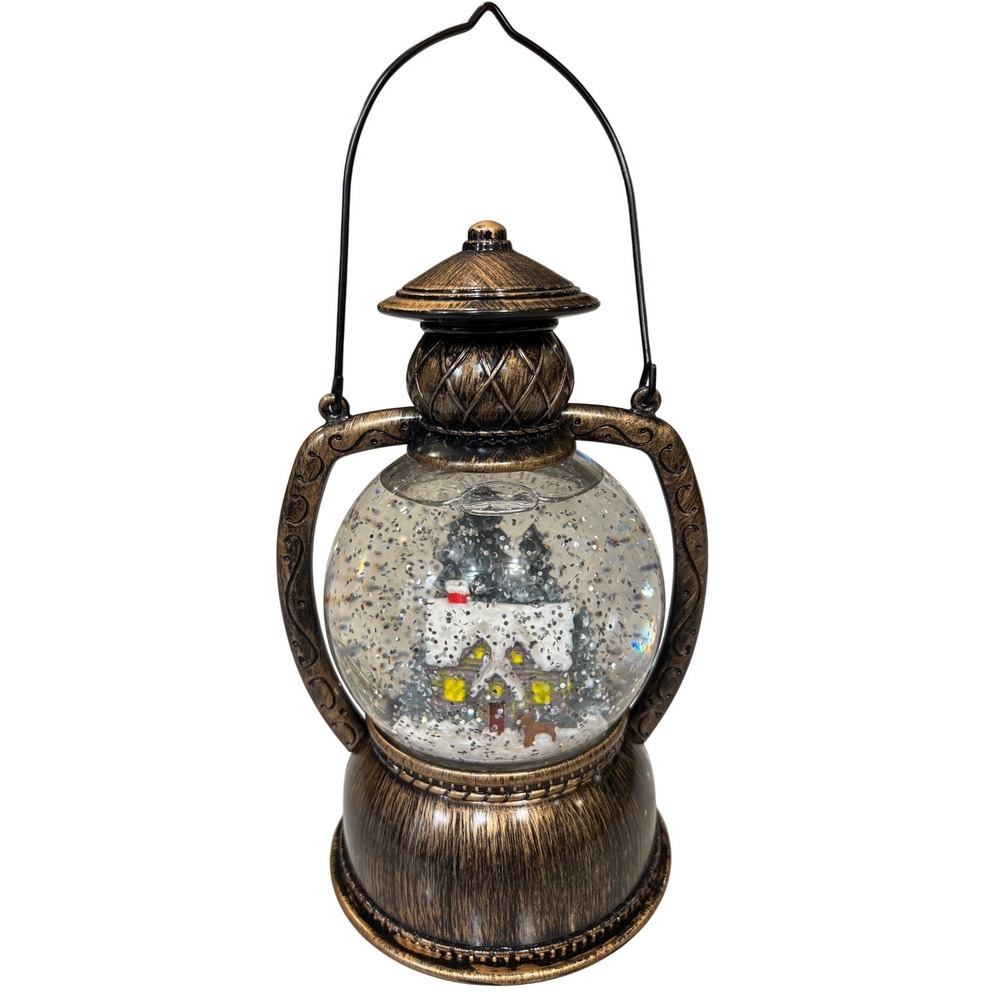 Bass Pro Shops Cabin Lantern Snow Globe‎ Glitter Water Lantern Christmas Decor